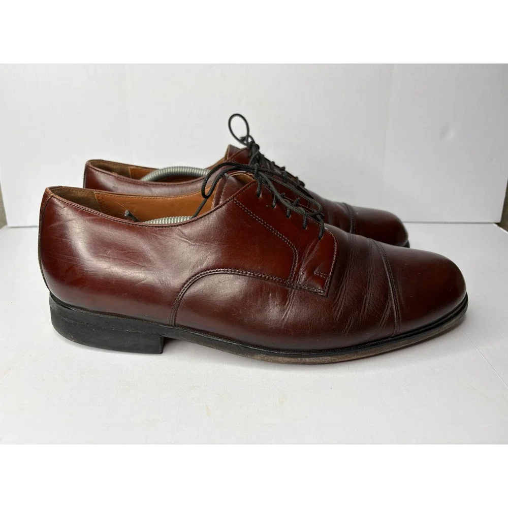 Bostonian Classics Mens 11 W Burgundy Leather Cap Toe Oxford Dress‎ Shoes 20392